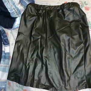 Leather skirt.